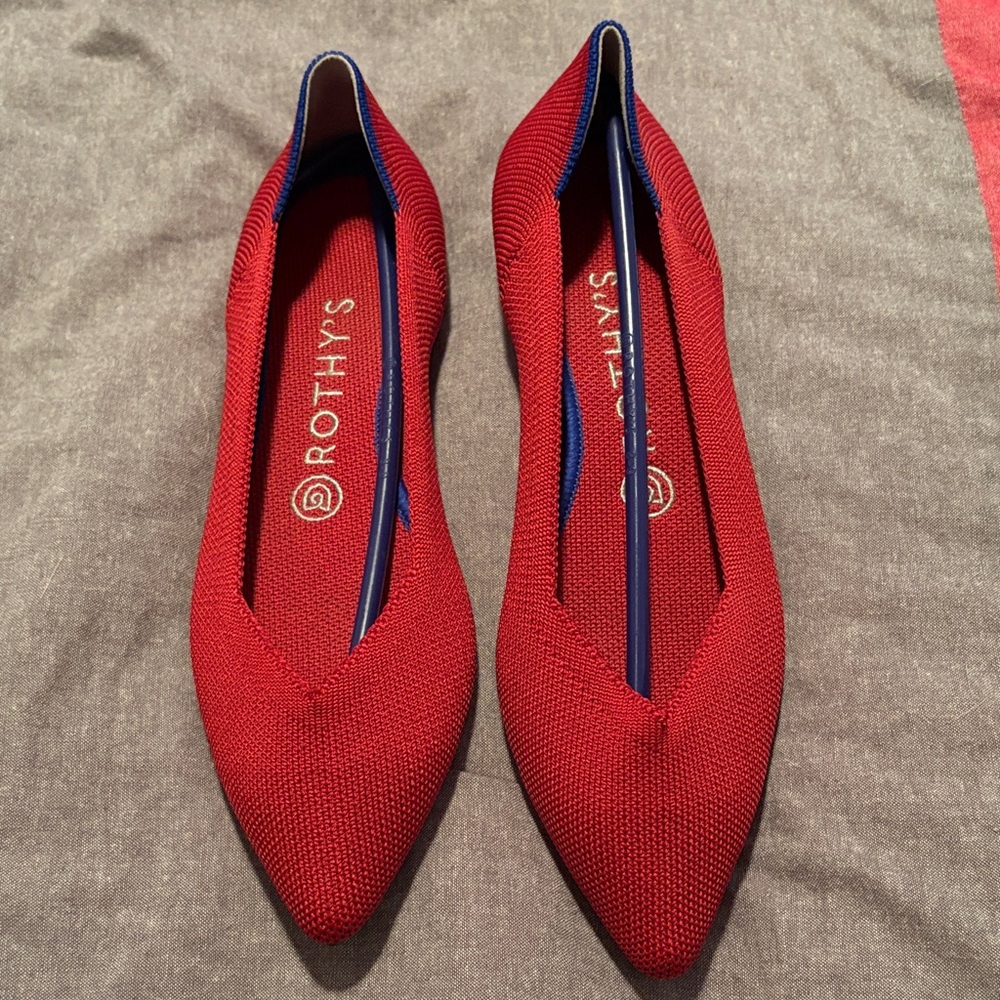 Rothy's Vibrant Red Pointed Flats (EUC)
